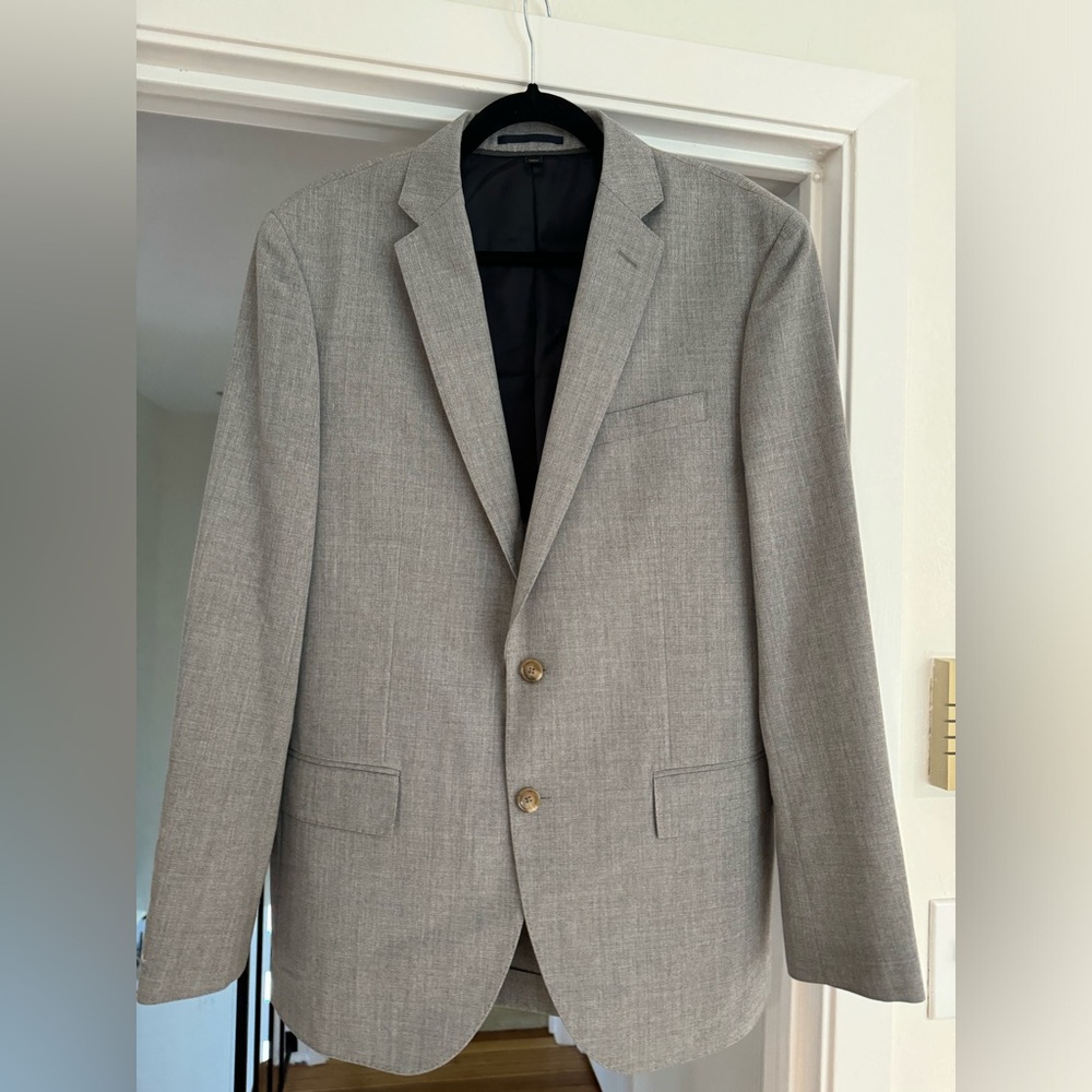 J. Crew Crosby Traveler suit jacket, size 39R, light gray wool